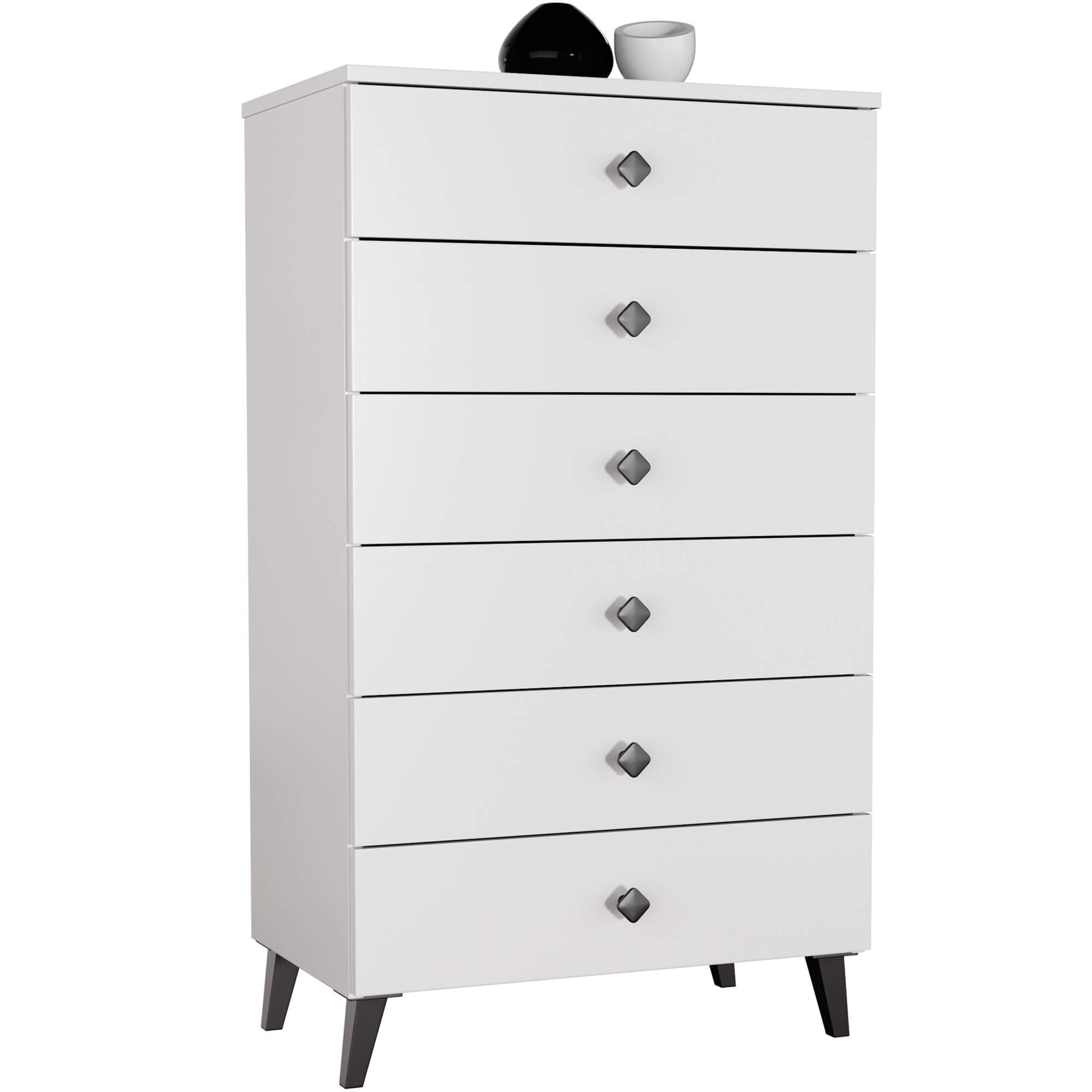 Komoda AKORD MOBI Biała 60 cm 6 szuflad kolor Biały mat 60x37x104 cm