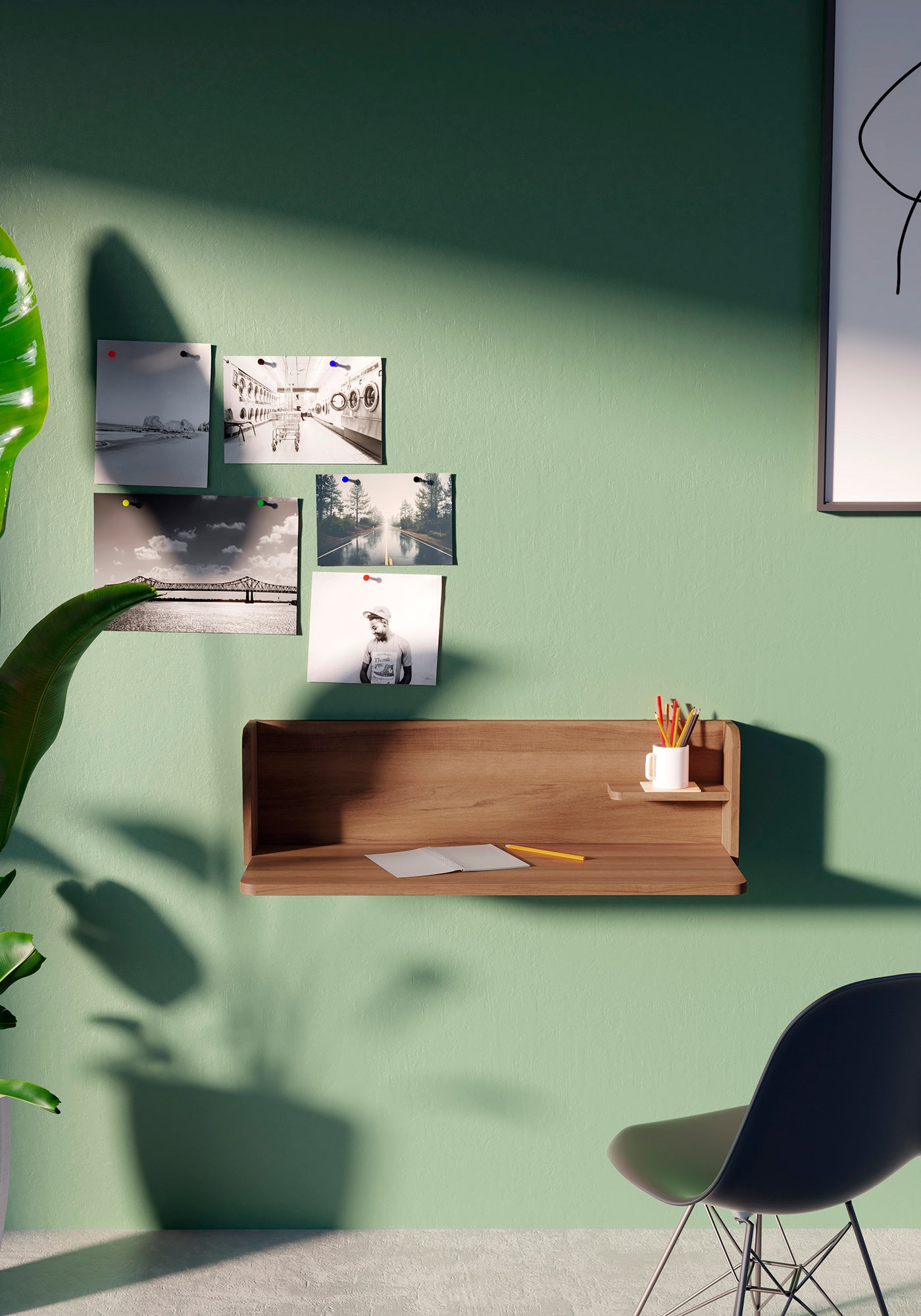 Bureau mural, modèle VALENCIA de Herdasa, en mélamine couleur noyer - 3