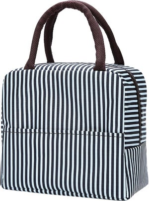 Borsa Termica Pranzo Donna In Tessuto Oxford | Lunch Box Isolata Con Tasca Interna, 22x13x26cm, Per Lavoro, Scuola E Picnic, Nero - 2
