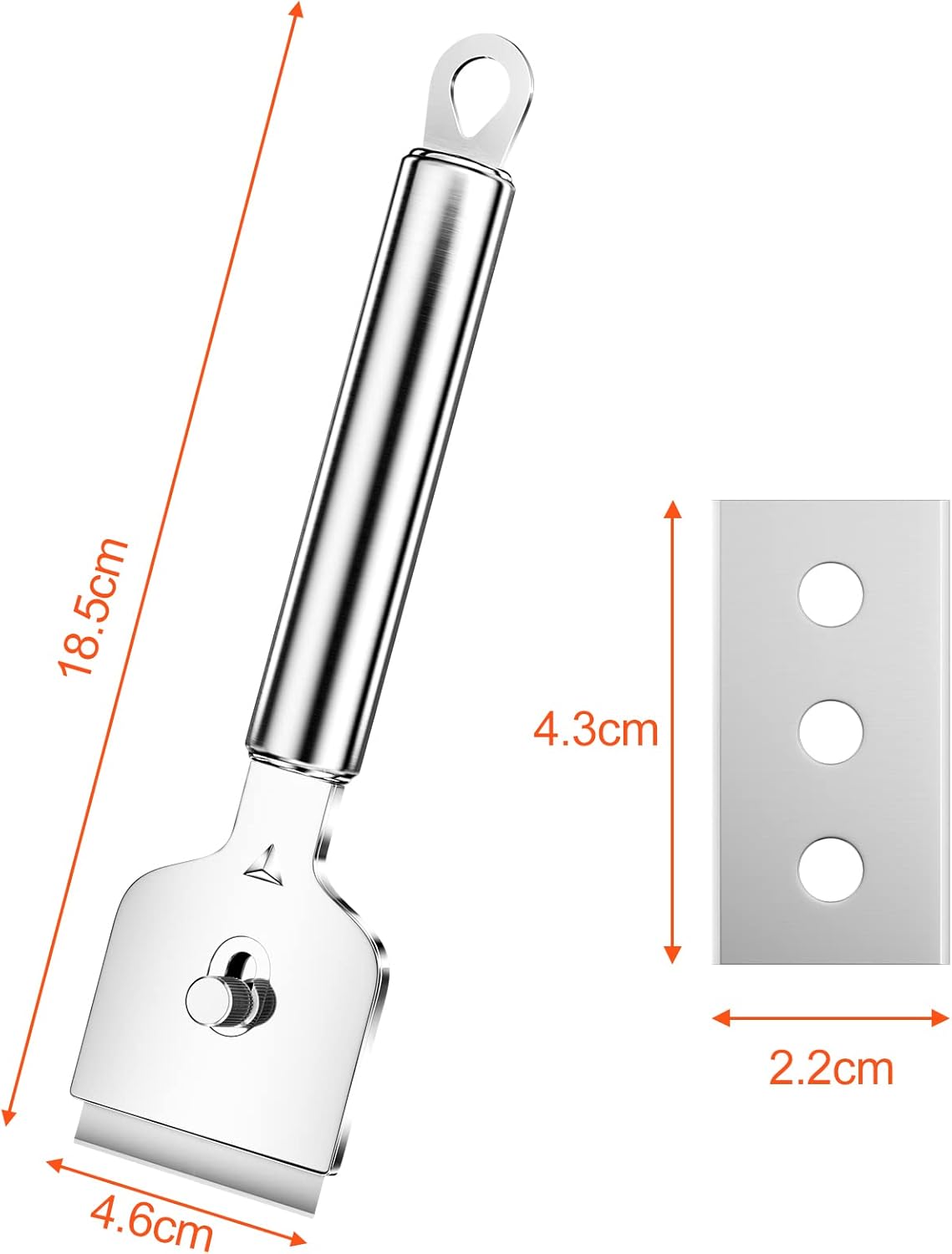 Profesjonalny skrobak do płyt ceramicznych z 14 metalowymi ostrzami wymiennymi, skrobak do płyt indukcyjnych, skrobak do szkła, do czyszczenia ku - 2