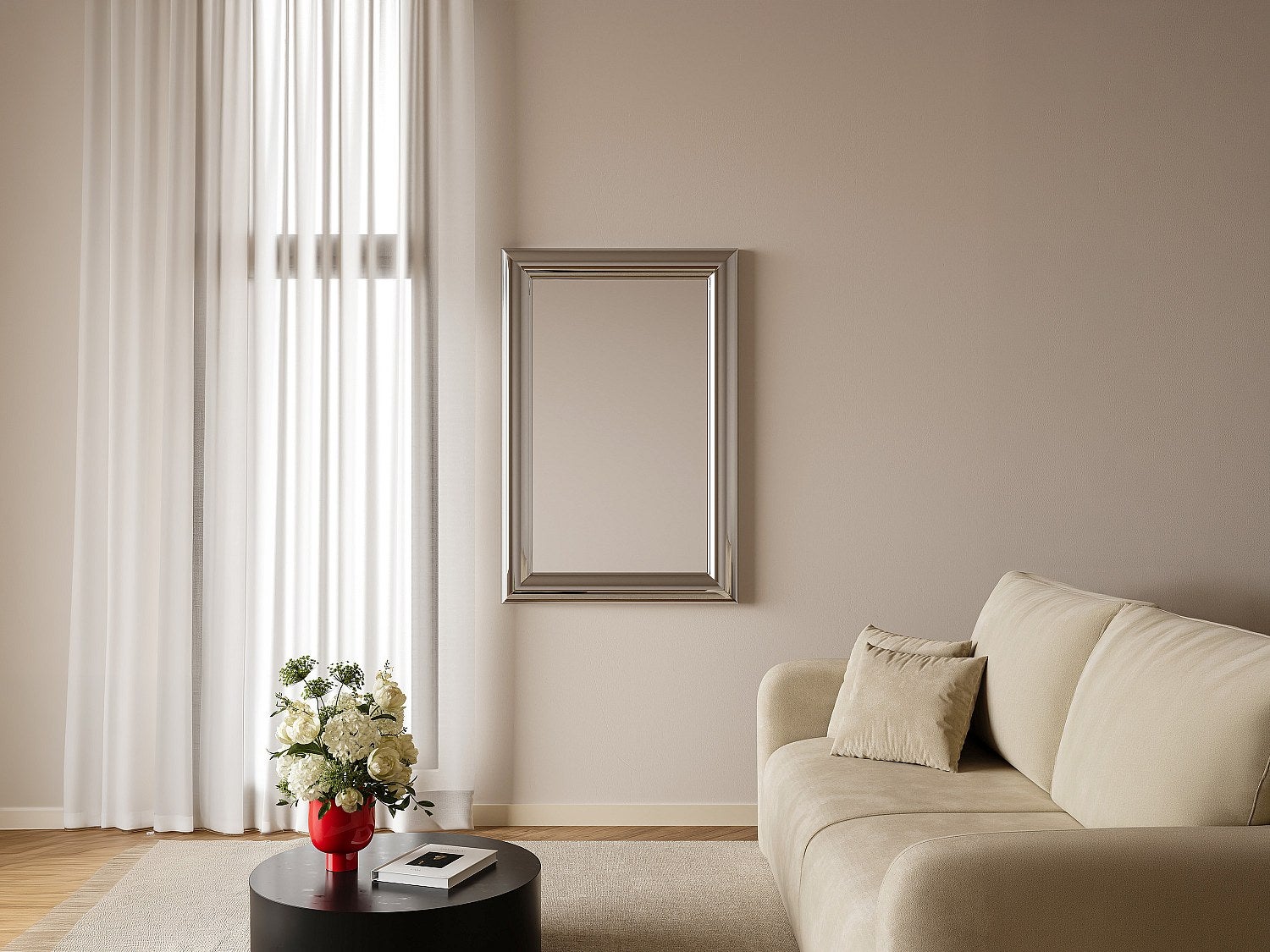 Lustro ścienne prostokątne z metalu - dł. 80 x wys. 120 cm - Chromowane - BORAYA