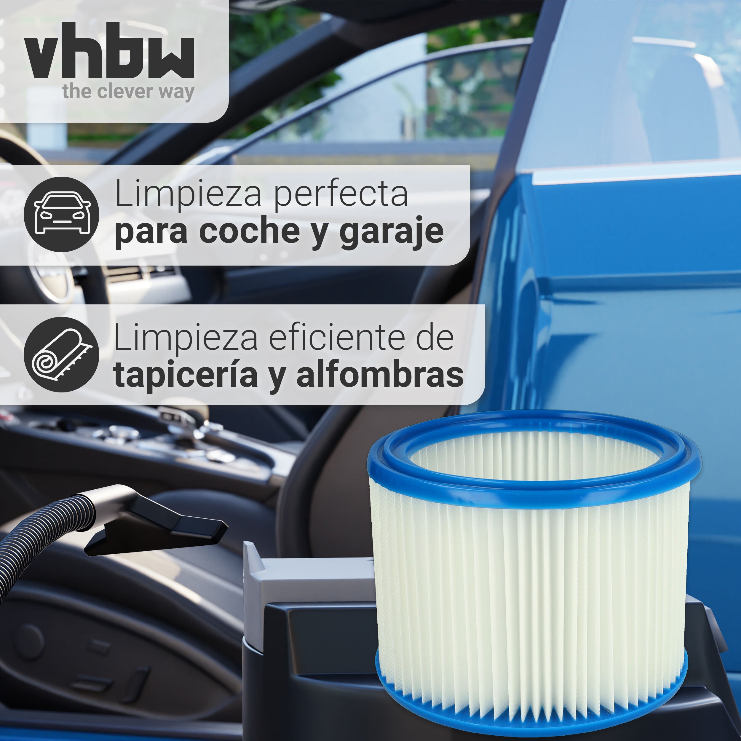 vhbw Set de filtres 5x Filtre plissé compatible avec Masko 1800W 30L, K 606 DW aspirateur à sec ou humide - Filtre à cartouche - 6