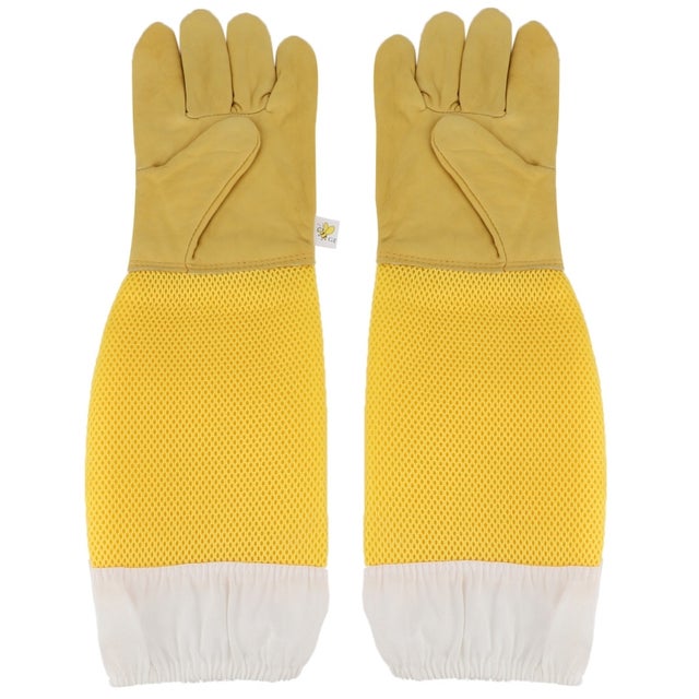 Luvas para colmeia com mangas compridas – amarelo – para colmeia e manutenção dos quadros – respirável