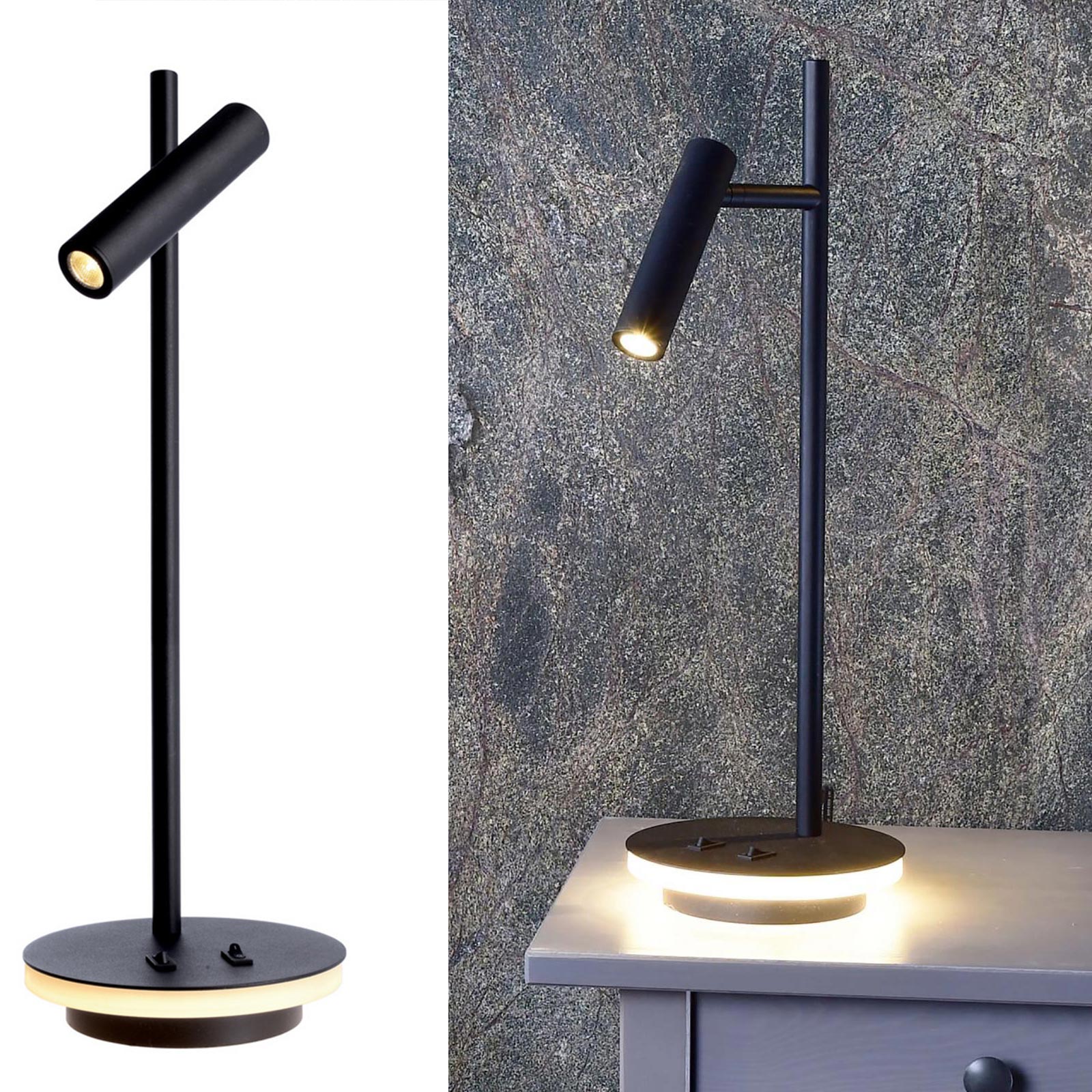 Podwójna obrotowa lampa stołowa LED 4.8W lampka do czytania biurko 230V NERO