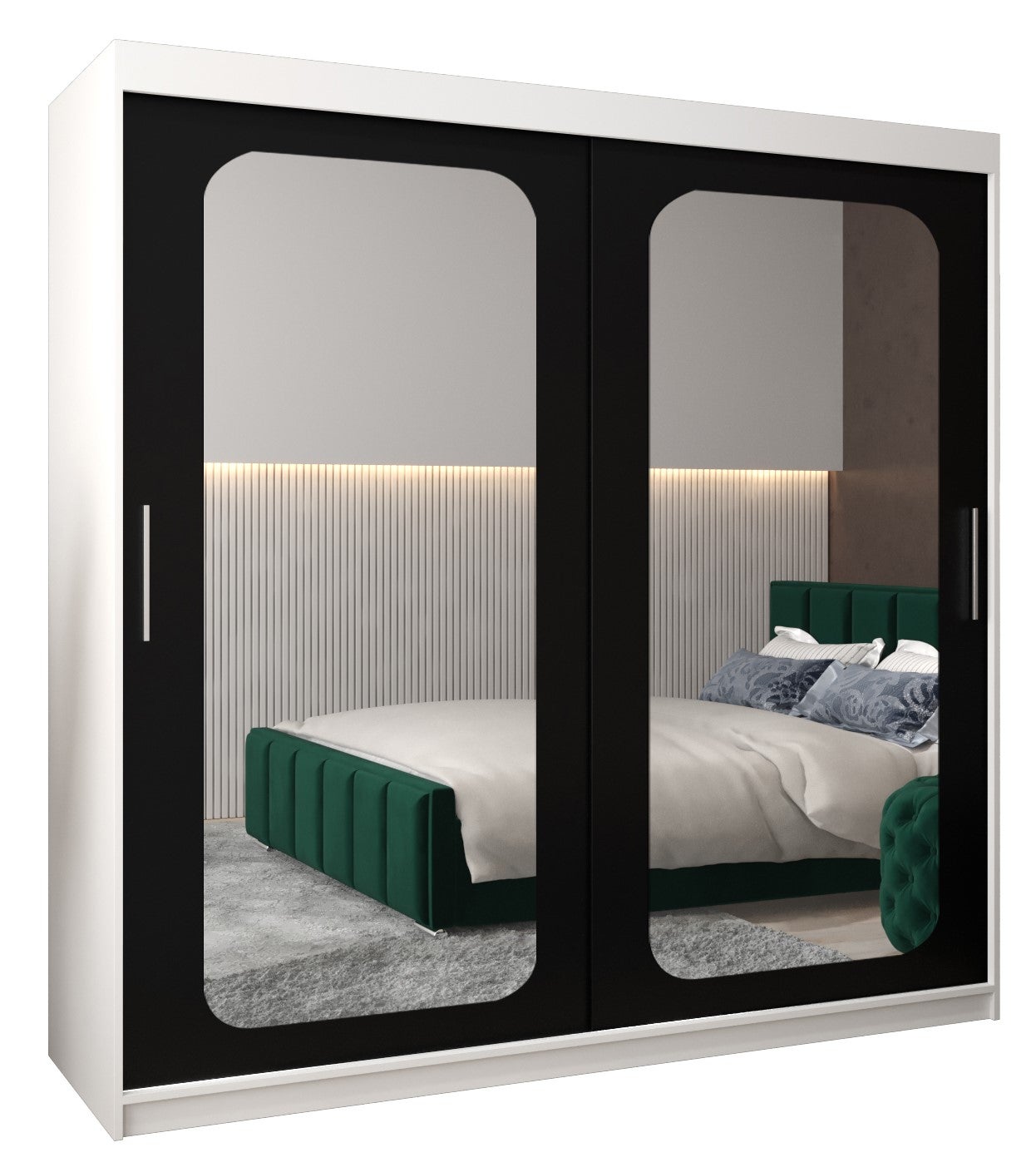 Szafa przesuwna garderoba PROMO T3 200 x 62 x 200 cm Biały + Czarny - Abiks Meble