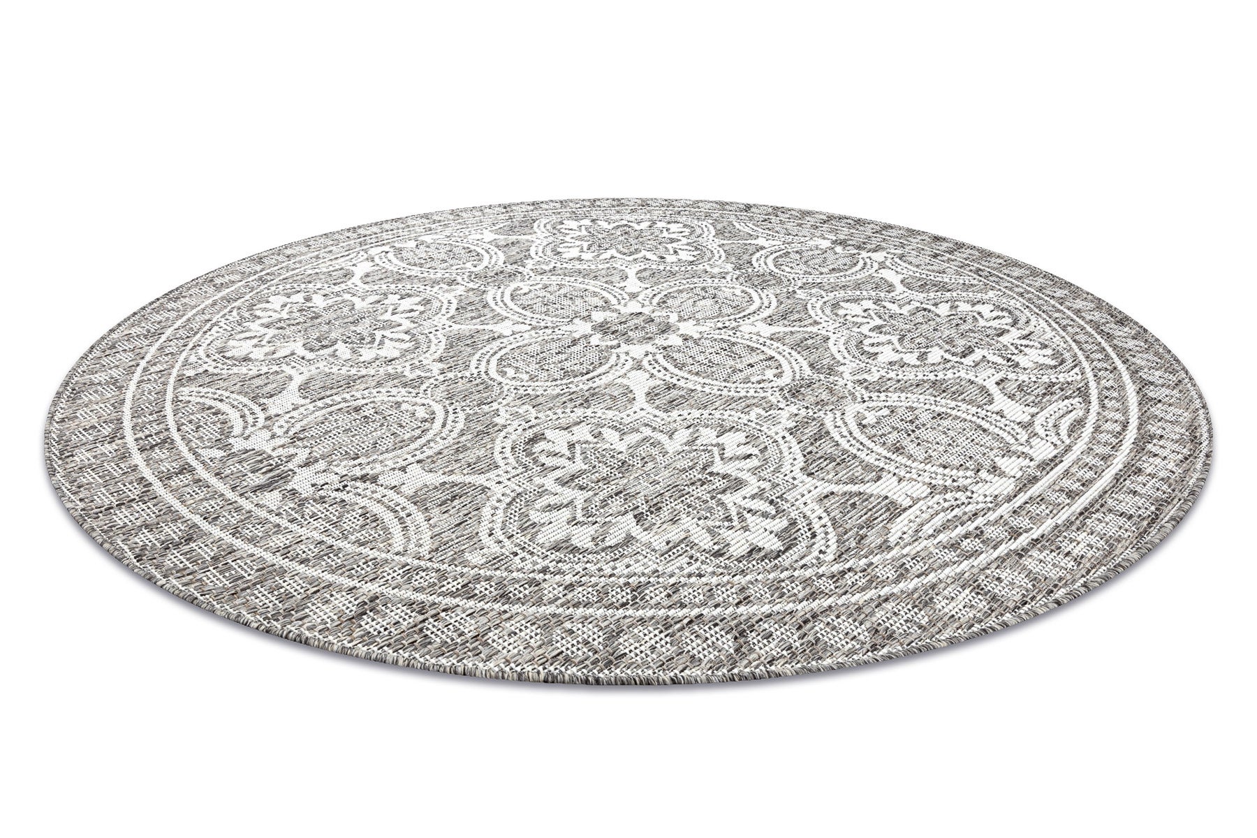 Dywan SZNURKOWY SIZAL LOFT 21193 koło BOHO kość słoniowa/srebrny/taupe koło 120 cm