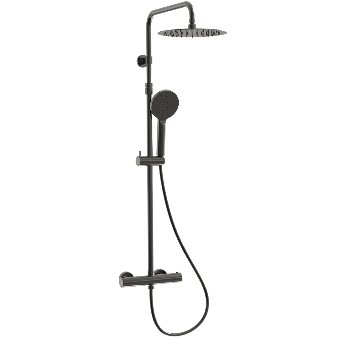Luisa columna de ducha termostática gris gun metal