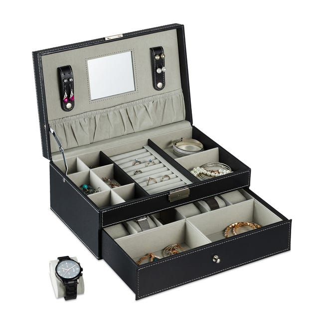 Portagioie Da Viaggio Pieghevole A Rotolo - Organizzatore Per Collane, Orecchini E Anelli - Nero Con Interno Pesca - Foto 7