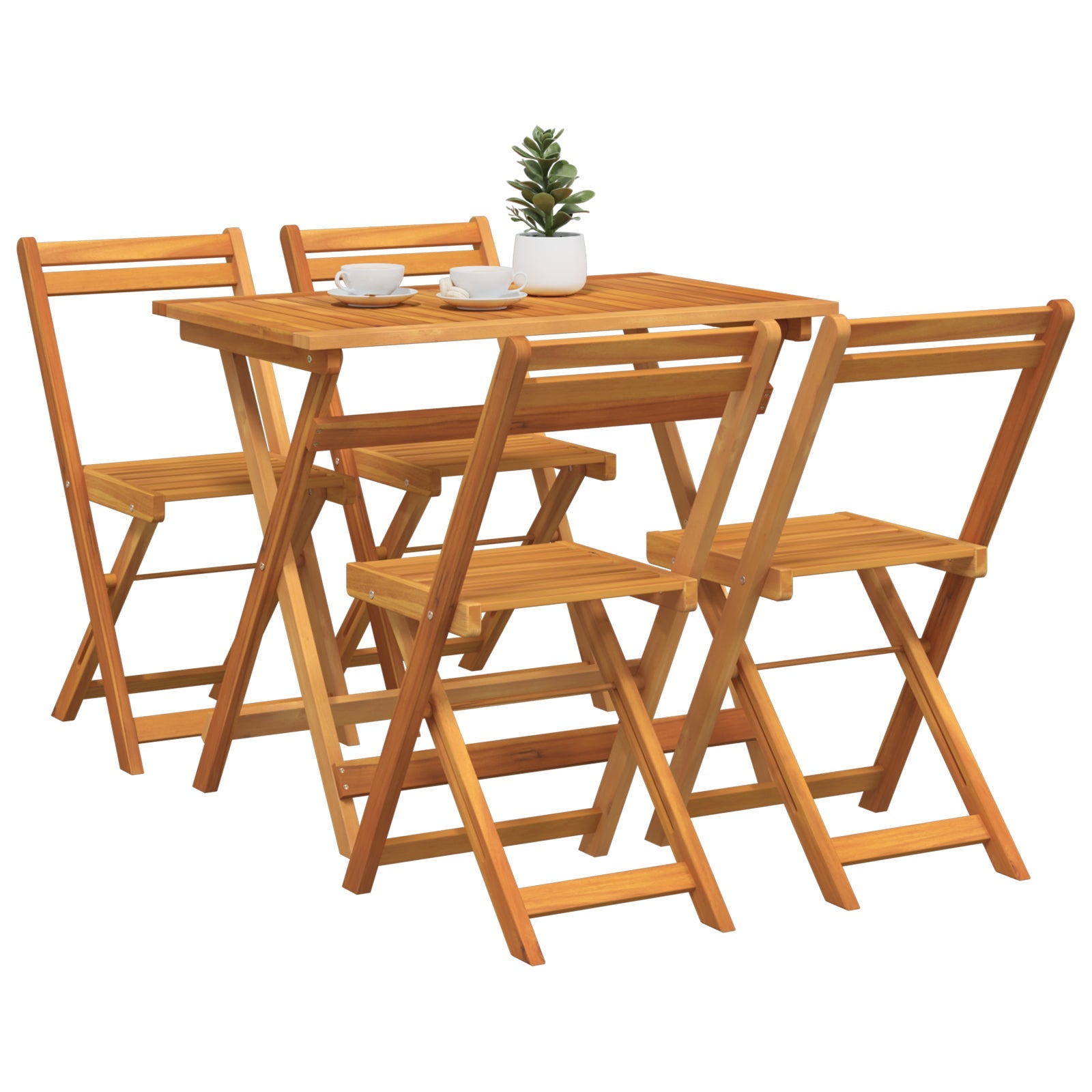 Ensemble bistrot 5 pcs Huile Naturelle Bois d'Acacia Massif vidaXL - 2