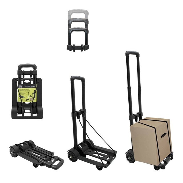 Diable pliable compact - Déménagement et manutention - 50 kg max - Manche télescopique