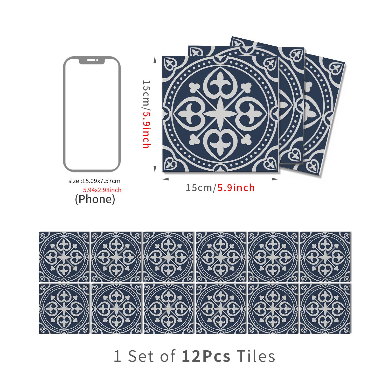 Lot de 12 panneaux muraux 3D autocollants, Crédence adhésive, Autocollants décoratifs, Imperméables et résistants à la chaleur, 15 cm x 15 cm - 4