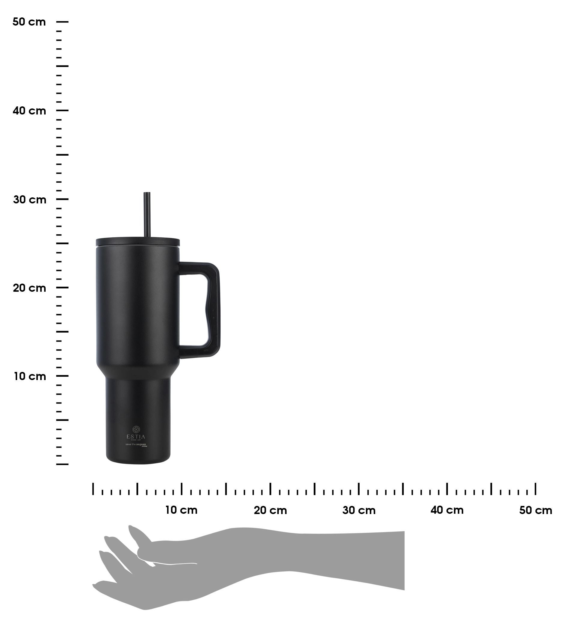 Kubek termiczny Midnight Black Estia stal nierdzewna czarny ze słomką 1200 ml 1 szt. - 3