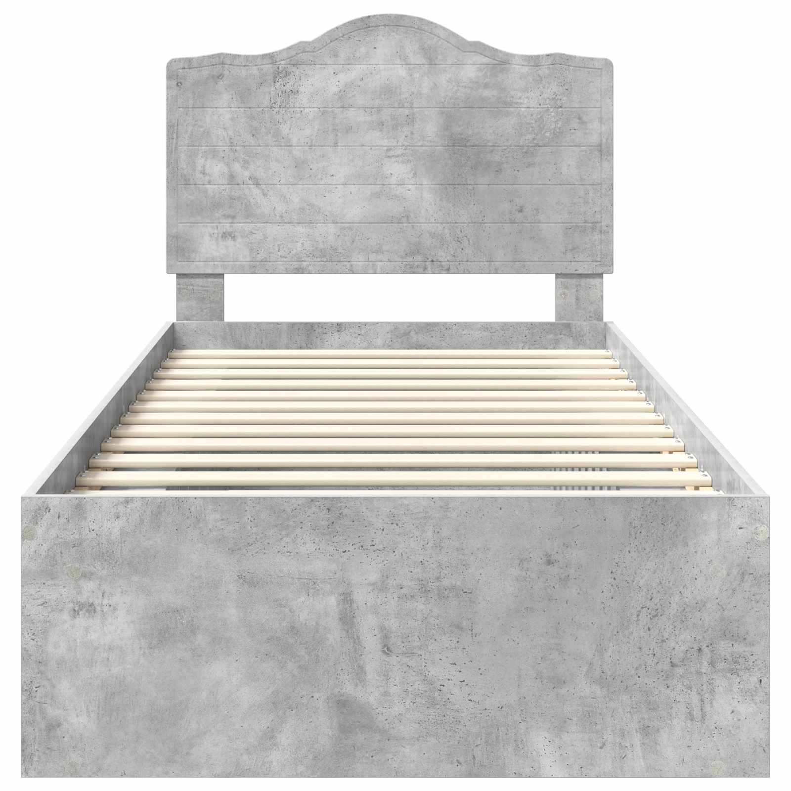 Cadre de lit avec tête de lit en pin massif gris béton pour la chambre, 75 × 190 cm - 7
