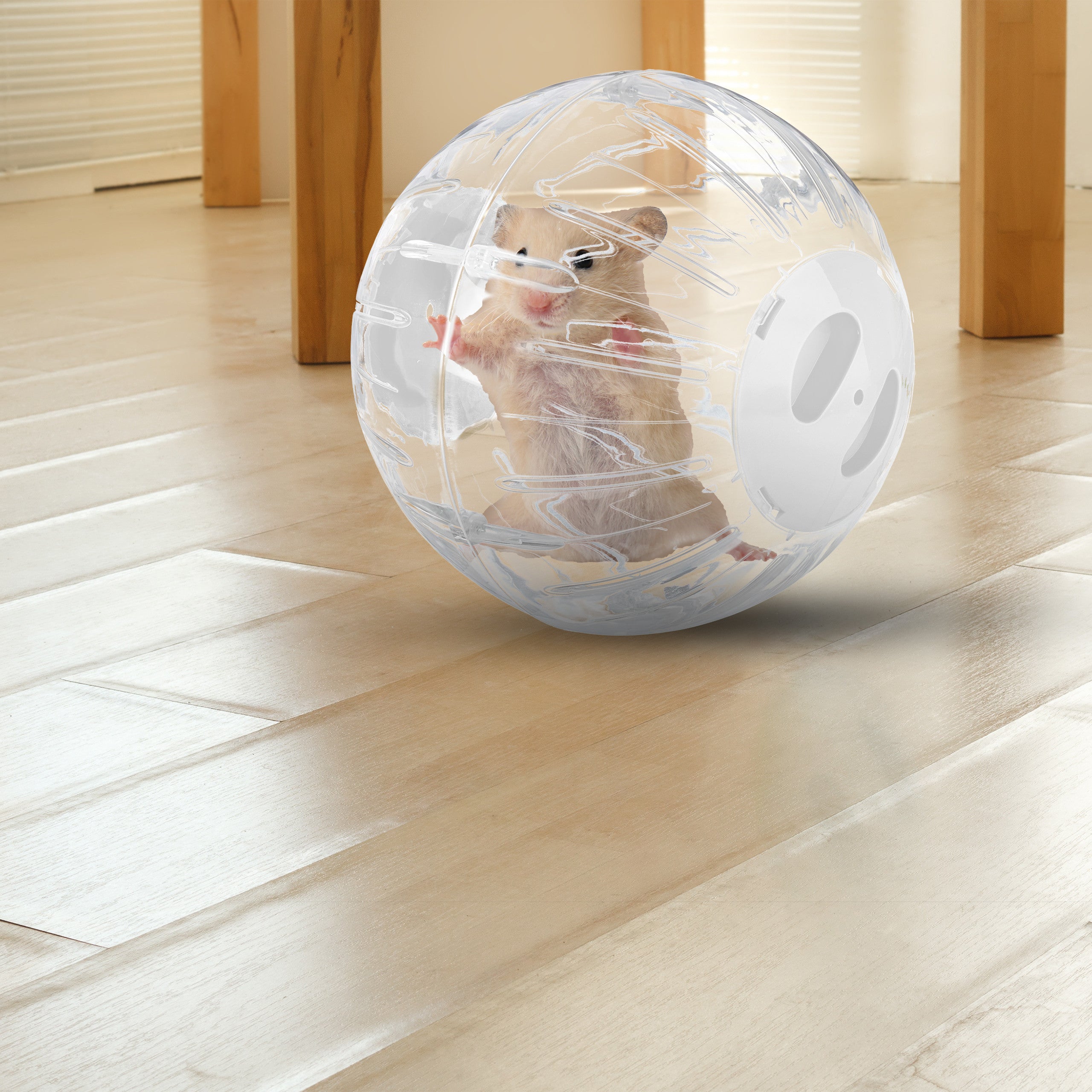Palla per Criceti, Sfera da Ø 18,5 cm, Giocattolo per Topi, in Plastica, Hamster Ball, Trasparente Bianco, Relaxdays - 2