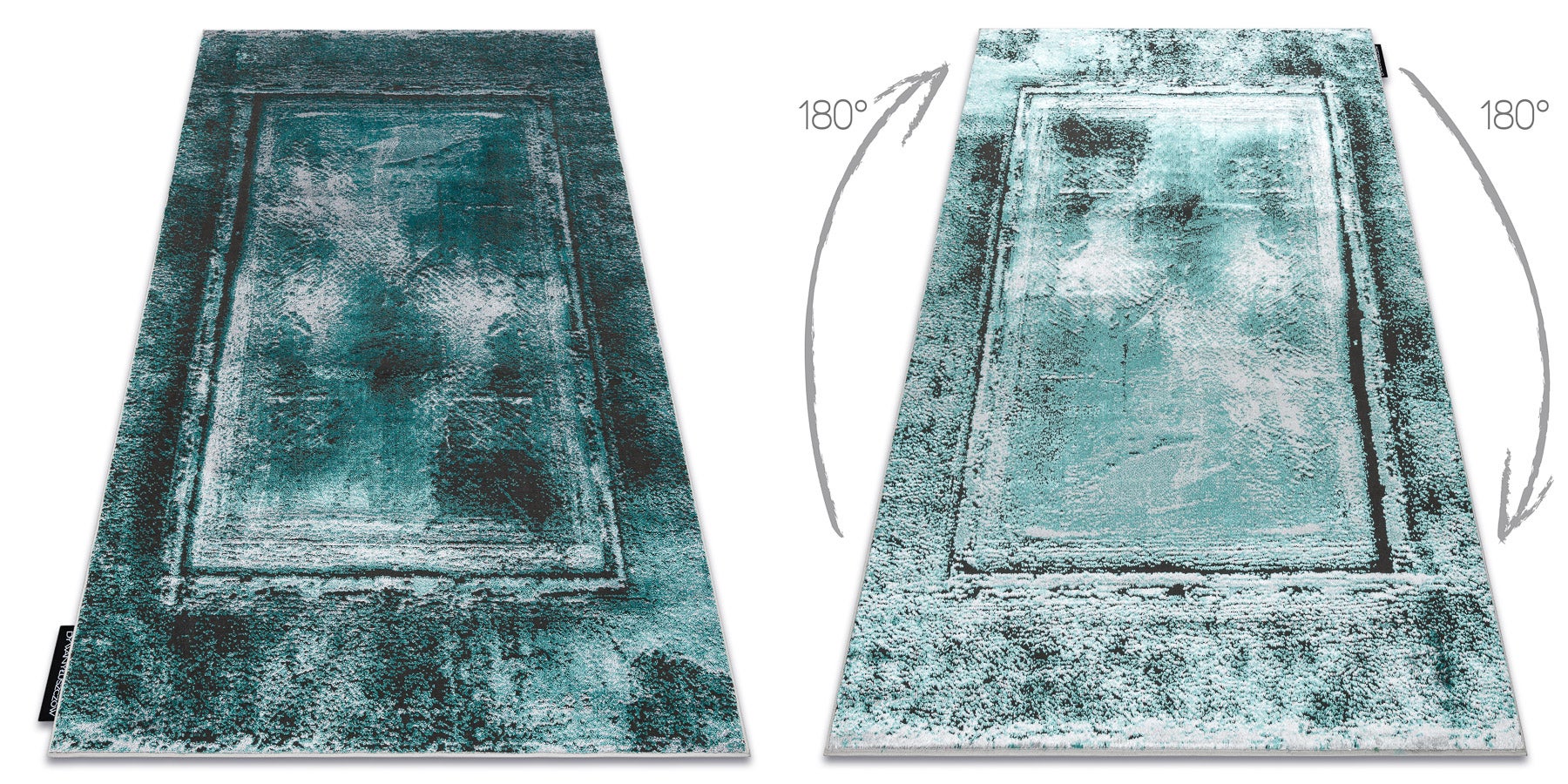 Dywan DE LUXE nowoczesny 634 Ramka vintage przecierany - Strukturalny zielony / antracyt 160x220 cm - 2