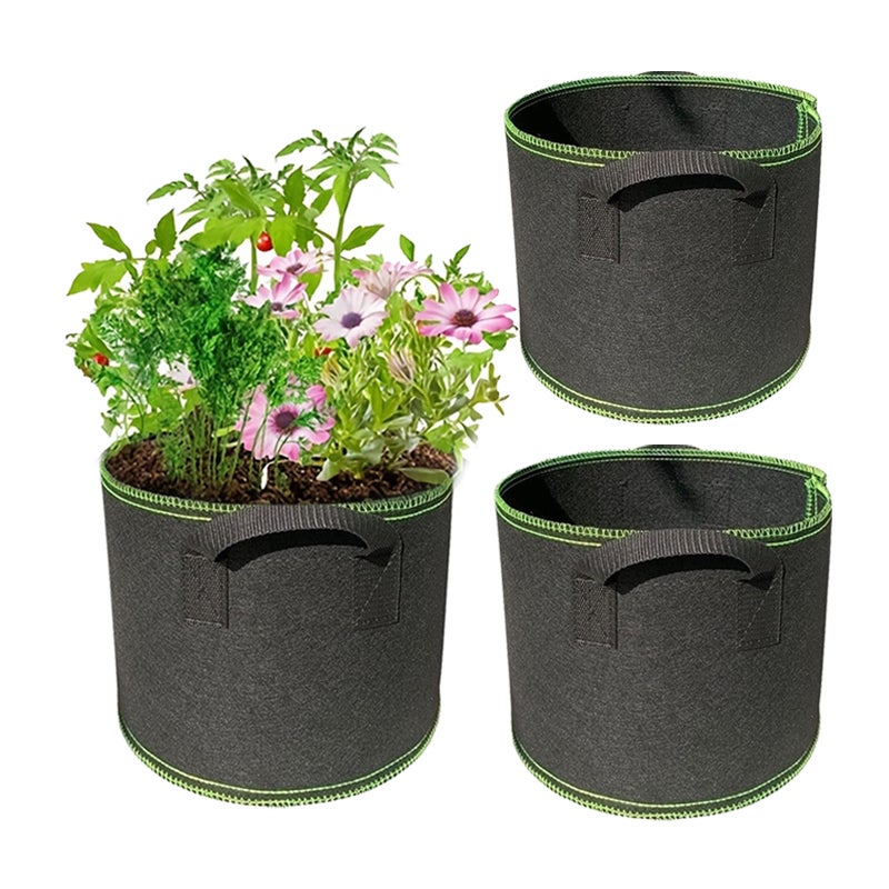 Zestaw 3 worków do uprawy warzyw/kwiatów/roślin, oddychające donice z tkaniny z uchwytami, wytrzymały worek do uprawy roślin o pojemności 5 galonów