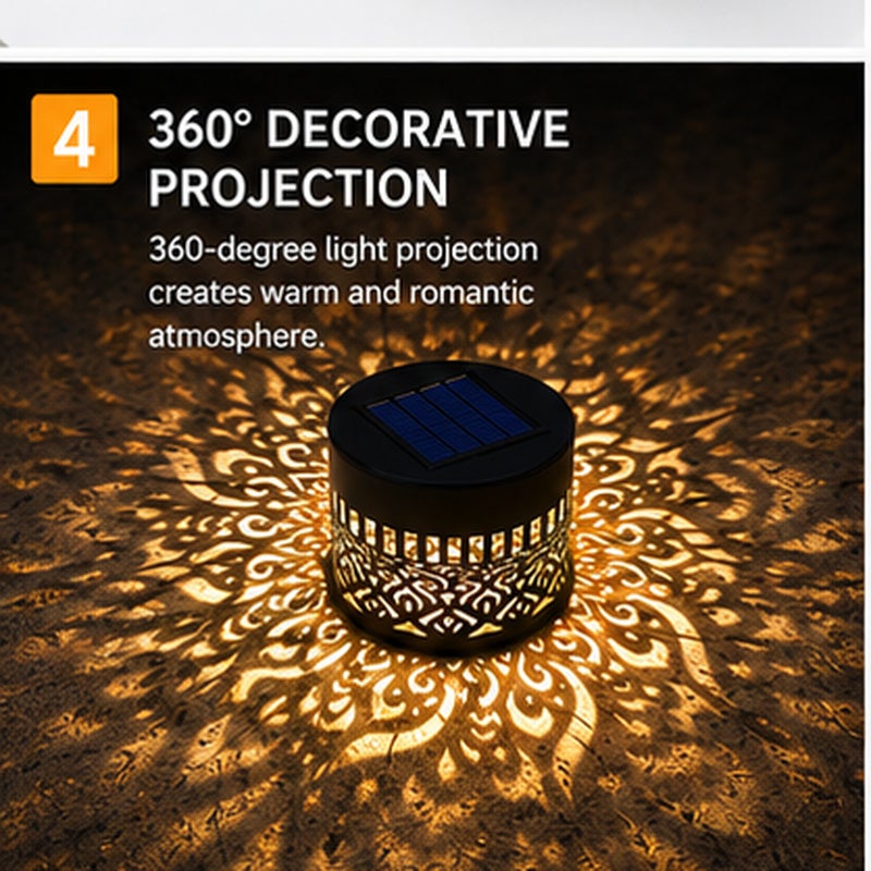 Lot de 4 appliques murales solaires d’extérieur Gardencave en métal, étanches, motif mandala, pour patios, marches, poteaux de jardin et terrasses - 4