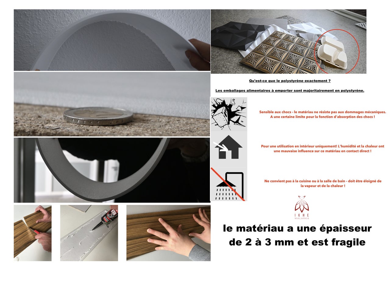 10 m² / 60 pièces dalles de plafond panneaux de plafond lambris en béton aspect imitation POLYSTYRÈNE MATÉRIAU 2 mm d'épaisseur P41 - 5