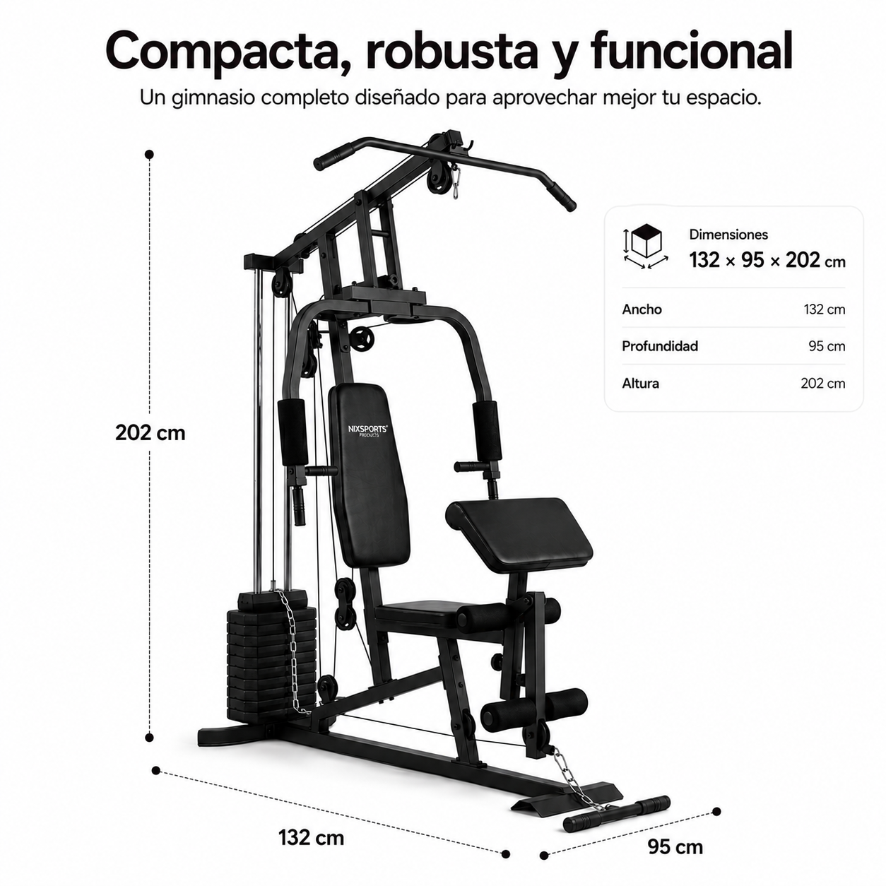 Estação de Musculação Multifuncional com Polias e Banco Ergonómico - 7
