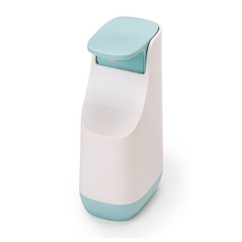 Ultracienka i kompaktowa pompka do mydła w płynie, wykonana z plastiku, biało-szara, 9,1 × 6,2 × 14,1 cm