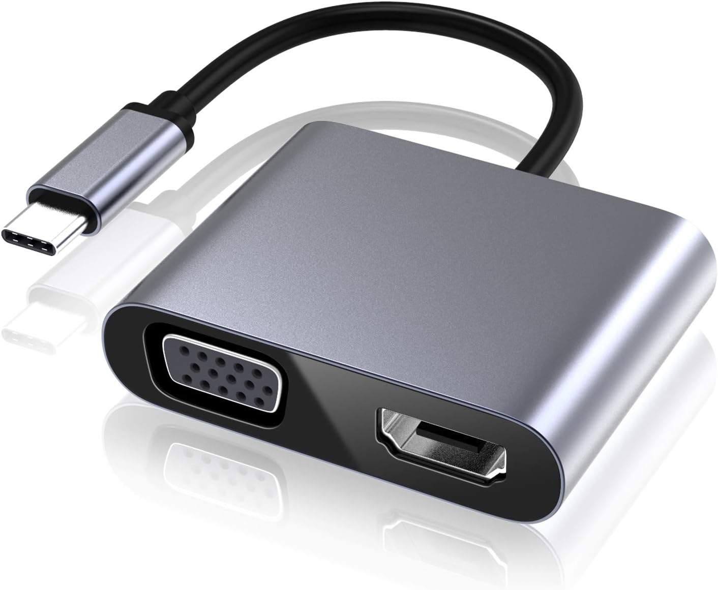 Przejściówka z USB typu C na VGA HDMI, przejściówka z USB typu C na VGA HDMI 4K UHD kompatybilna z laptopami MacBook Pro/Air