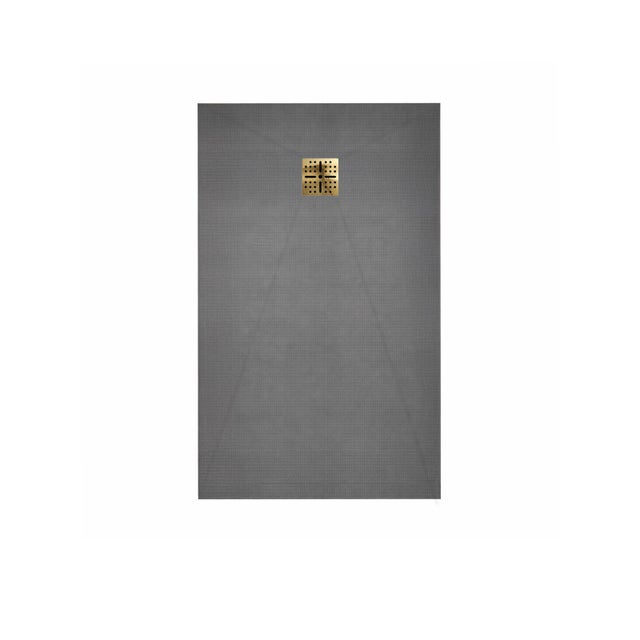 Plato de ducha alicatable 120x80cm - Desagüe vertical rejilla oro cepillado
