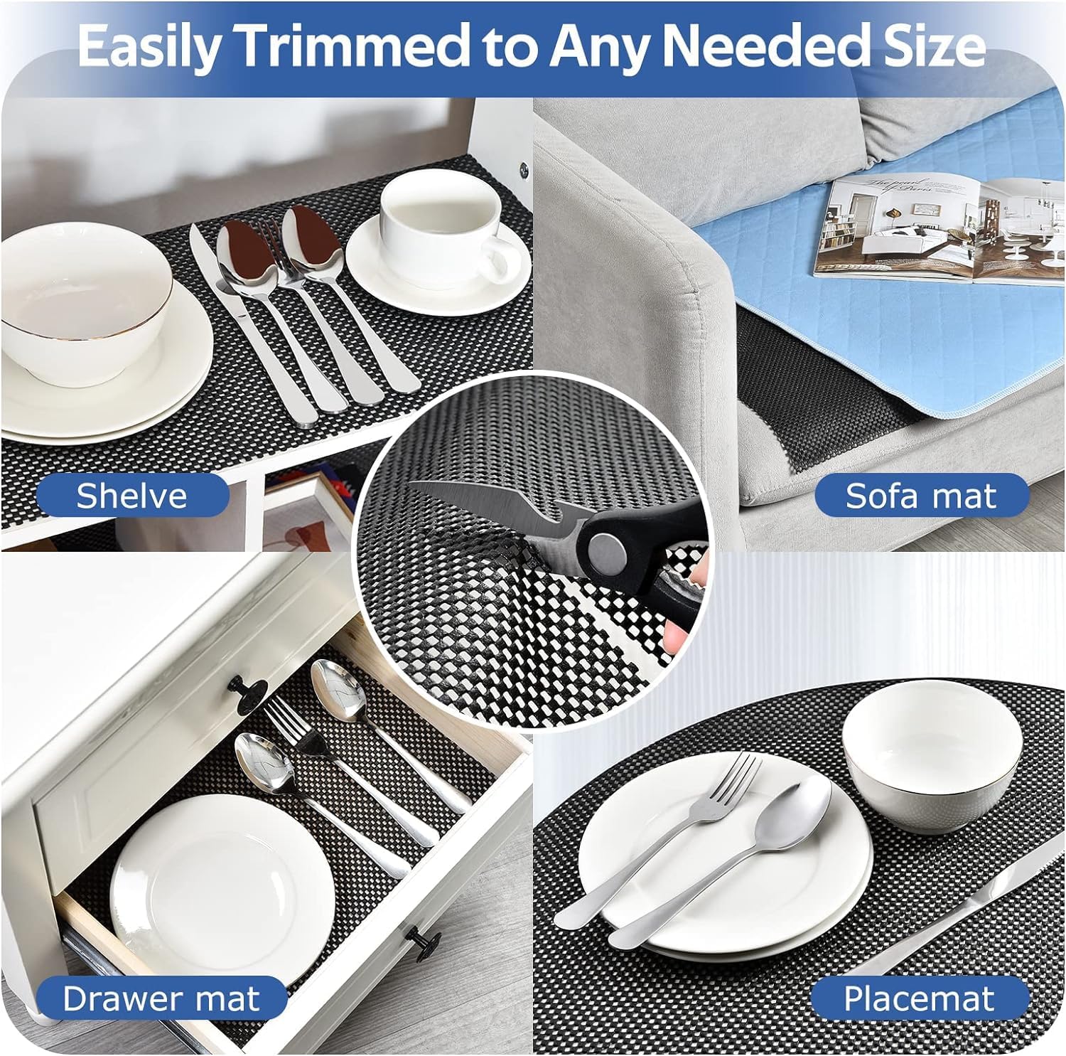 Tapete antiderrapante multiuso - Tapete antiderrapante de PVC - Base antiderrapante para carpete - Preto - 30 x 150 cm - 7