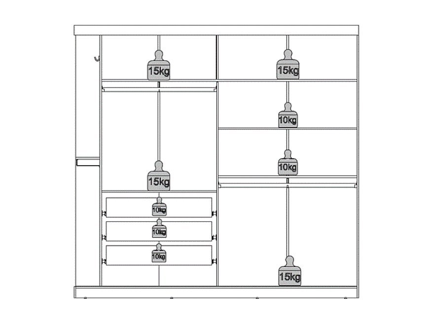Armoire 2 portes coulissantes - Avec miroir - L231cm - Coloris : Naturel et ivoire - ADALRIK II - 5