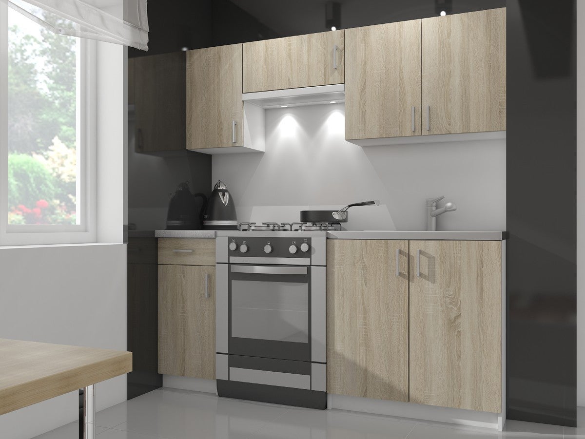 Meuble de cuisine haut AKORD W50 LIMA modulable Blanc 50 cm 1 porte façade Chêne Sonoma 2 étagères 50x30,5x58 cm - 5