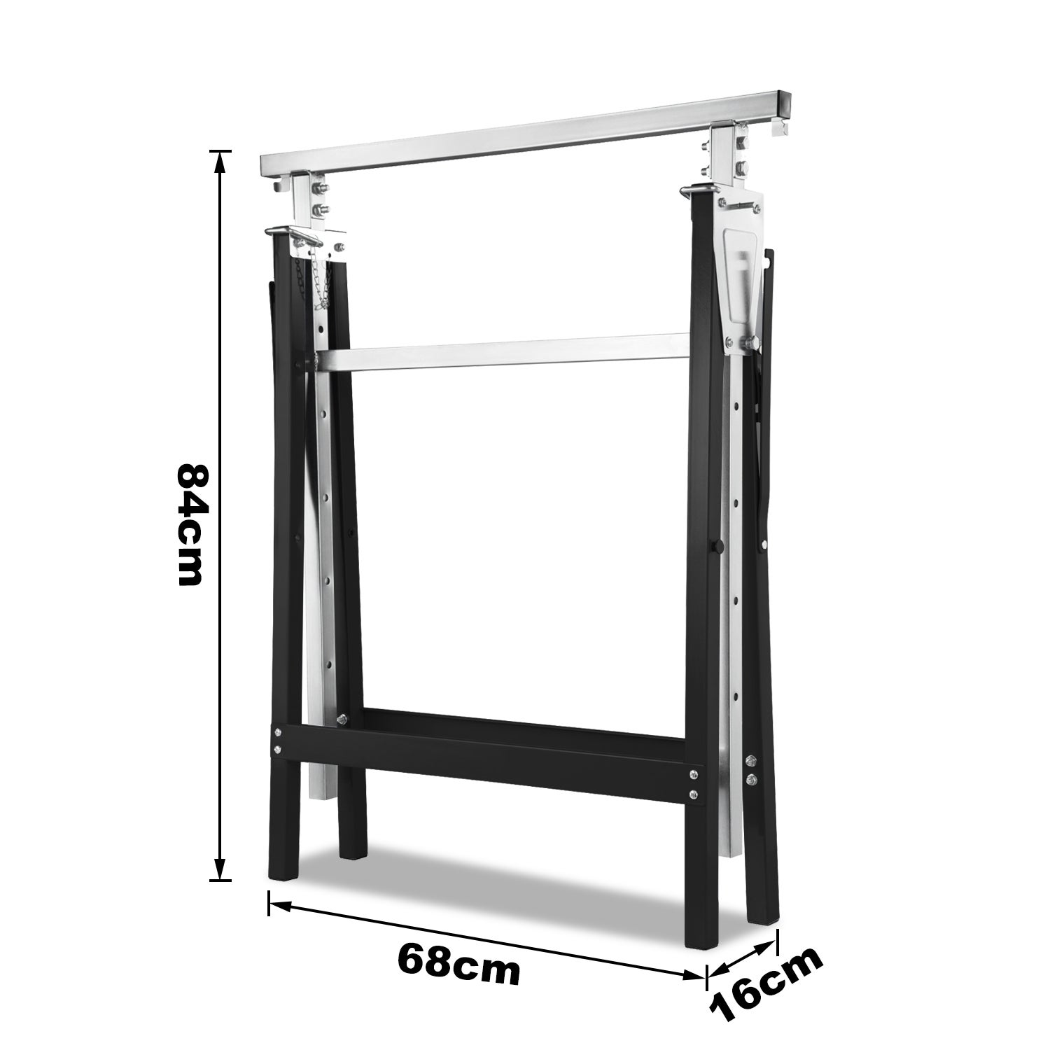 Lot de 2 tréteaux, télescopiques hauteur réglable 80-130 cm, antidérapante, Bleu - 2