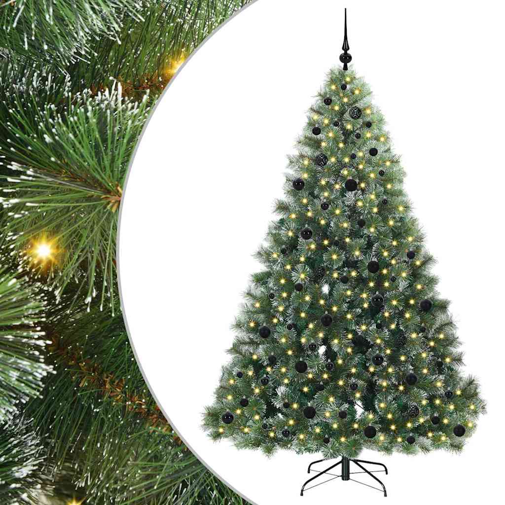Sztuczna choinka z 300 diodami LED Zielony 210 cm PE i PVC