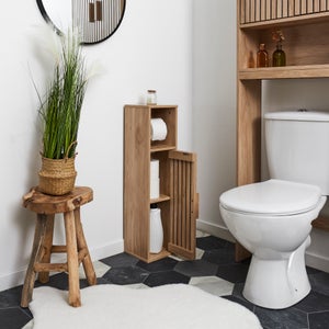 Porte-papier WC En Bois Massif Et Métal – Décoration Salle De Bain Traditionnelle