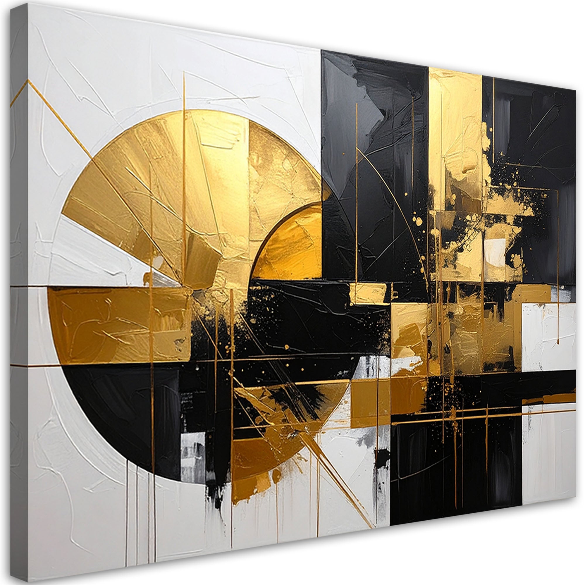 Obraz do salonu sypialni biura, Geometryczna abstrakcja złote akcenty 60x40