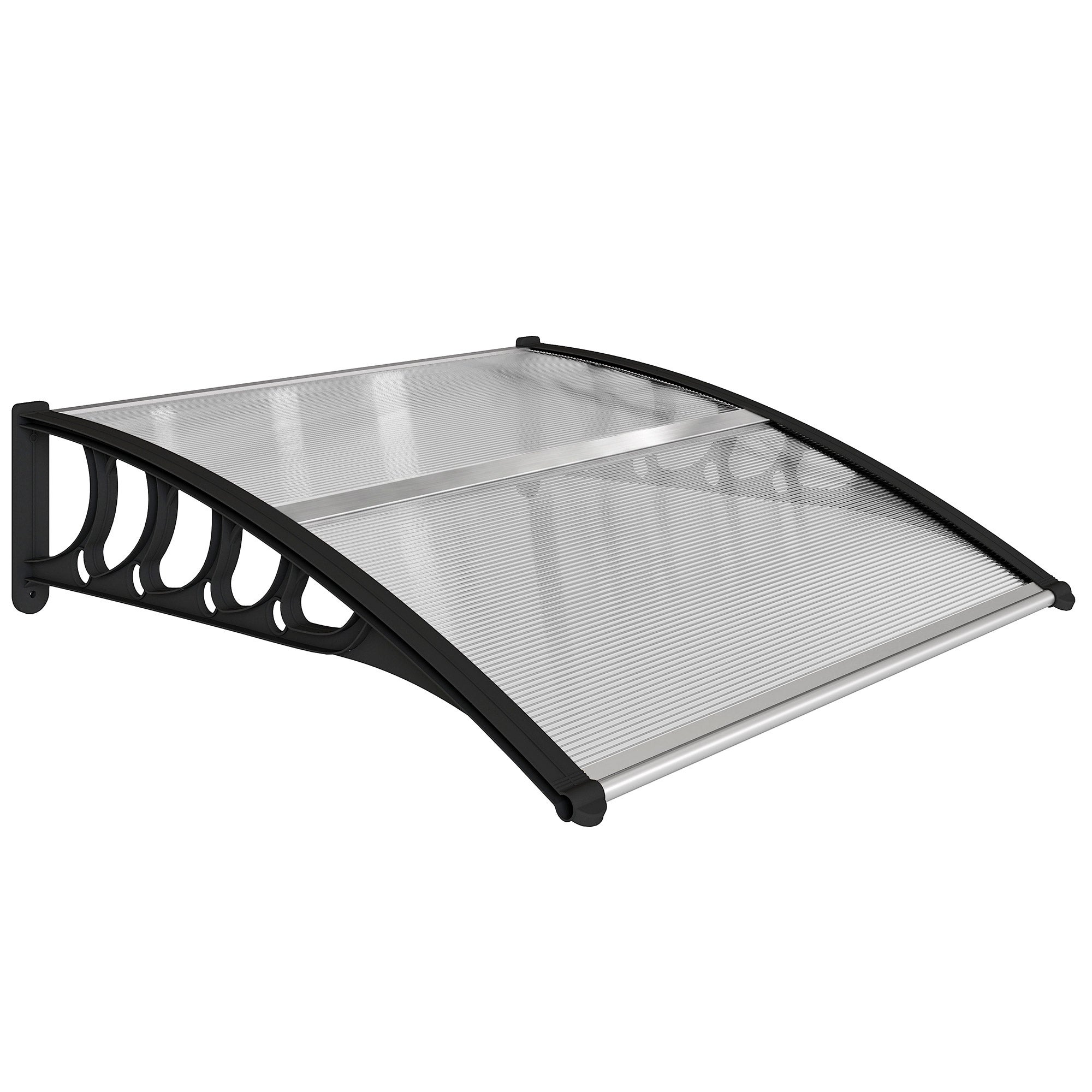 Marquise Exterior Outsunny Policarbonato, Alumínio Transparente 103x96,5x27 cm - 2