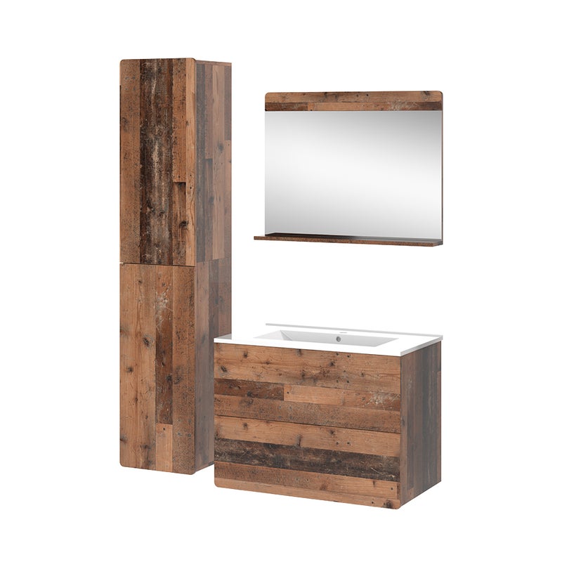 Vicco Zestaw mebli łazienkowych Izan, Oldstyle, 4 części z wysoką jednostką