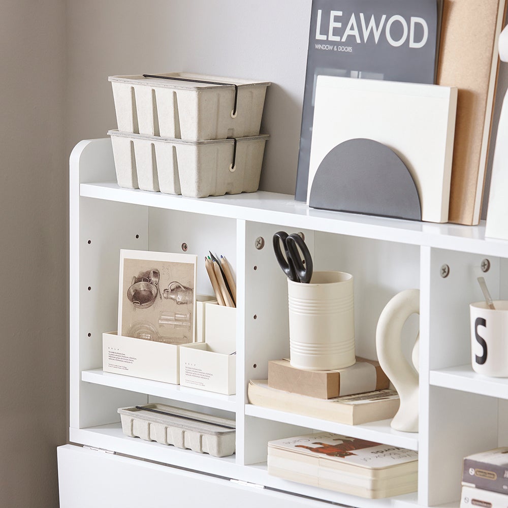 SoBuy Bureau Table Murale Rabattable avec Armoire Murale intégrée, Table Cuisine Pliable, Blanc, FWT07-II-W - 7