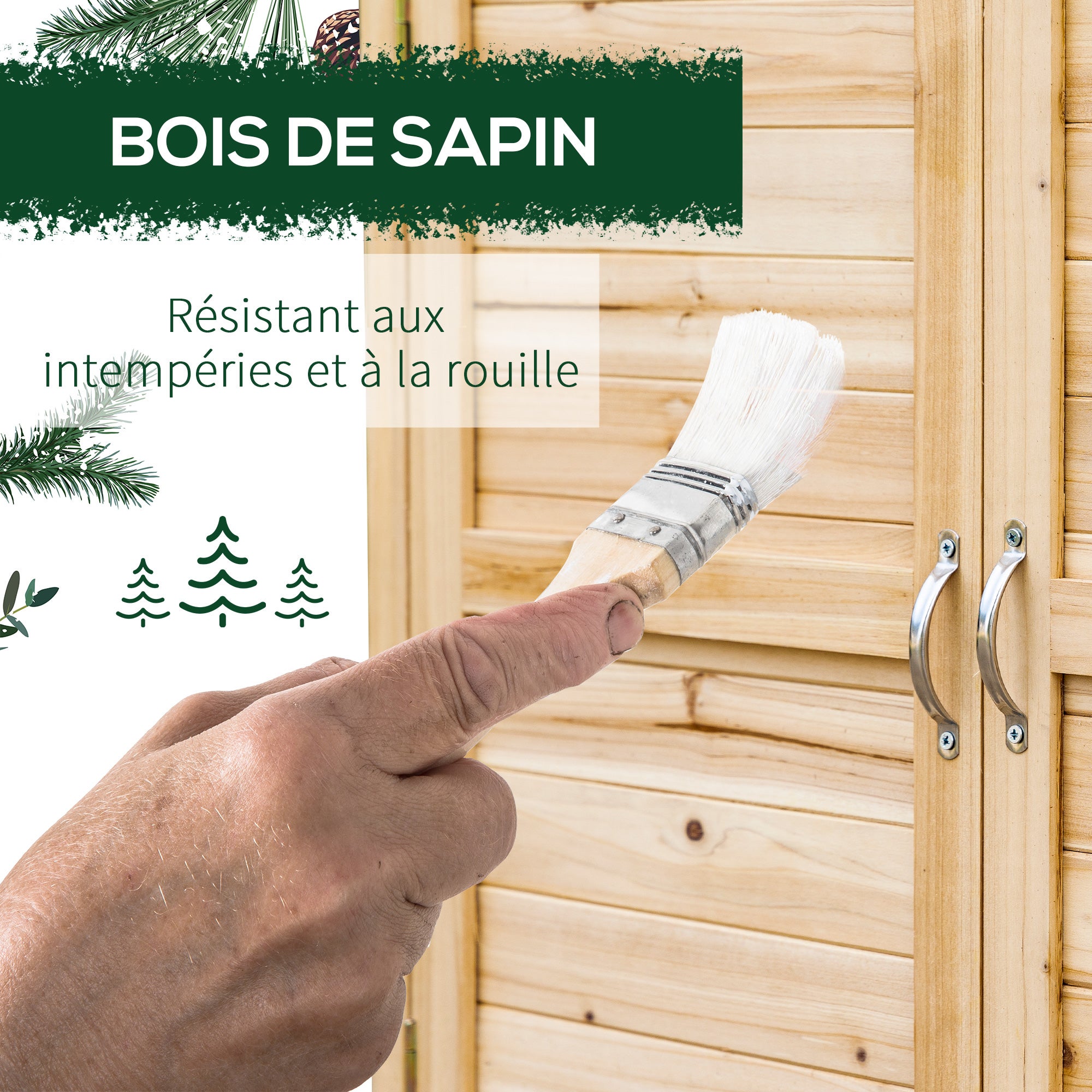 Armoire de jardin en sapin naturel Outsunny - 5