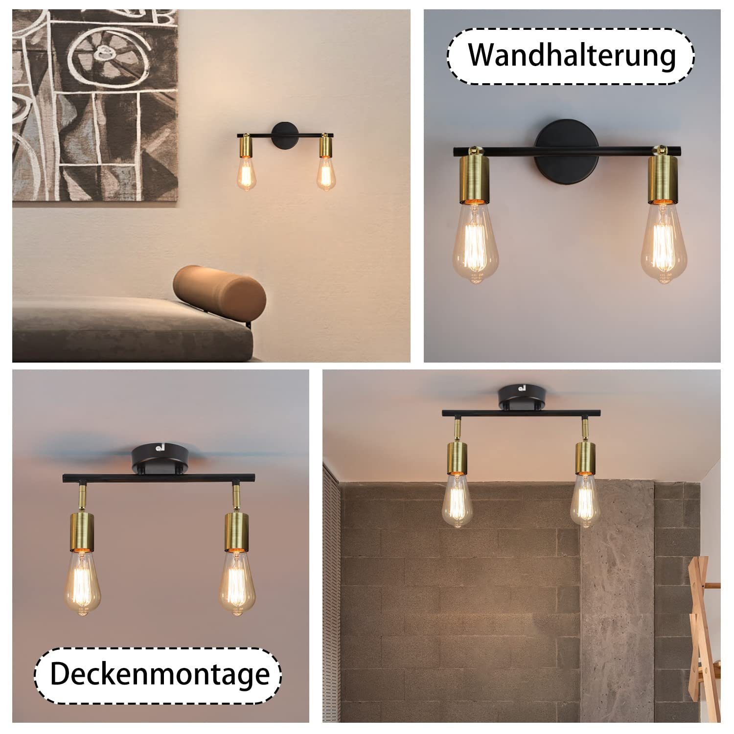 Plafonnier-Applique Murale En Rotin Tressé Métal, Spot Bar Design Rétro