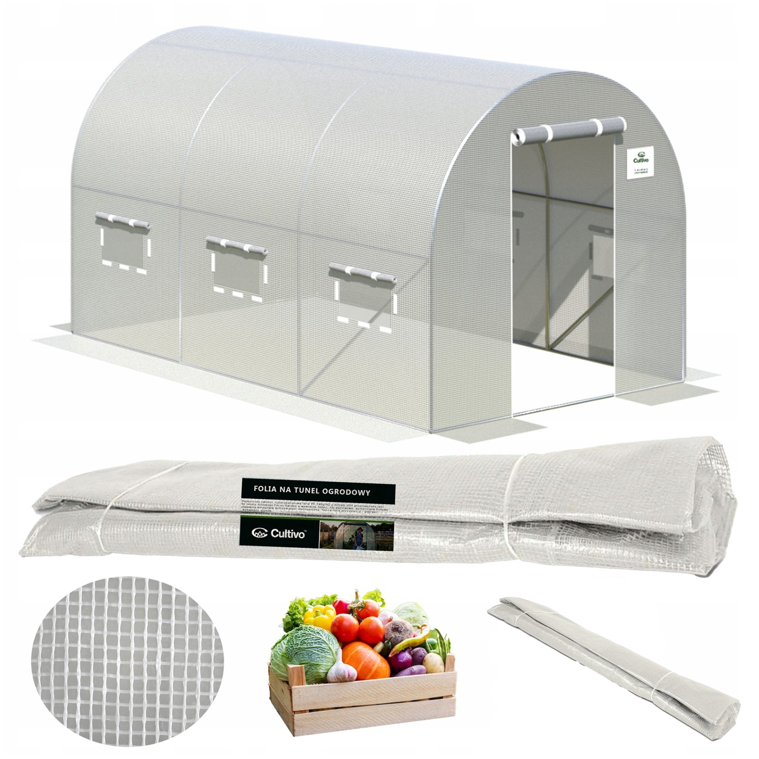 Folia Cultivo Zamienna Na Tunel Ogrodowy Szklarnia 2x3x2 biały Uv4 Mocna 1 szt