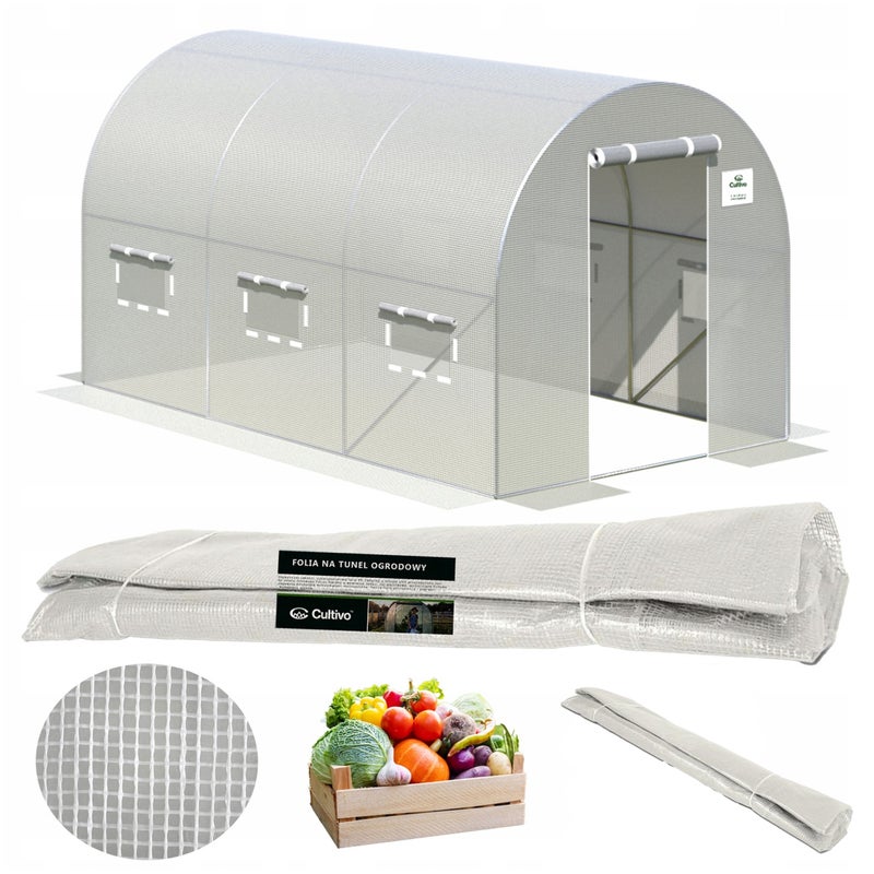 Folia Cultivo Zamienna Na Tunel Ogrodowy Szklarnia 2x3x2 biały Uv4 Mocna 1 szt