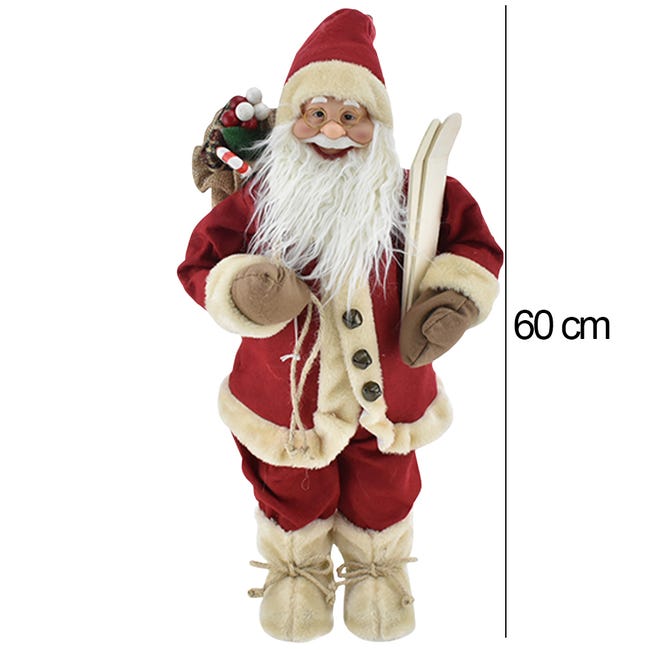 Bizzotto Pupazzo Di Babbo Natale Argento 60 Cm - Statuetta Decorativa Natalizia Con Sacco Regali