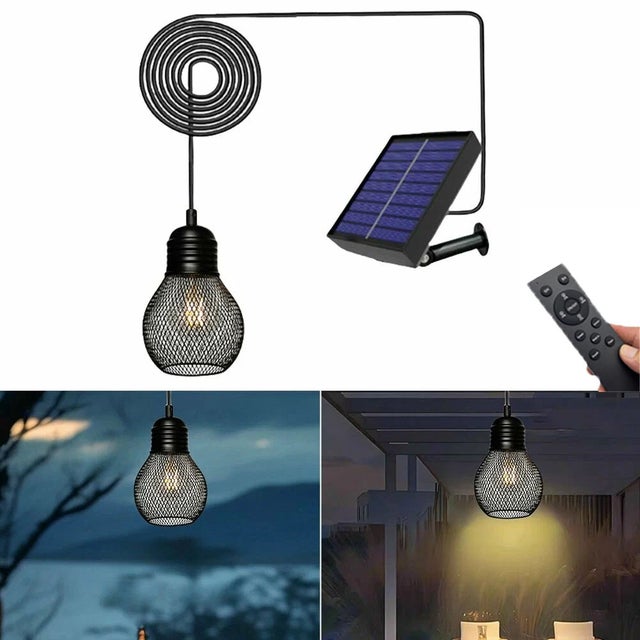 Suspension solaire d'extérieur avec télécommande, étanche IP44, luminosité réglable, minuterie,pour gazebo, pergola,porche, cour, lumière blanc chaude