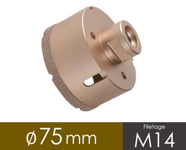 Trépan diamanté 75mm pour meuleuse avec filetage M14 - Usage professionnel
