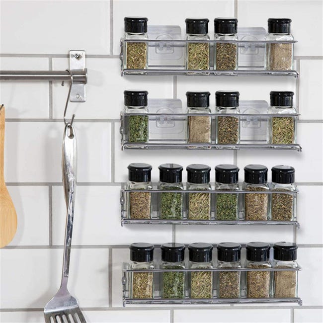 Set di 4 porta spezie da parete per cucina - Ripiani in metallo per armadi, dispensa, barattoli per spezie e portabottiglie | Leroy Merlin Set di 4 porta spezie da parete per cucina - Ripiani in metallo per armadi, dispensa, barattoli per spezie e portabottiglie | Leroy Merlin