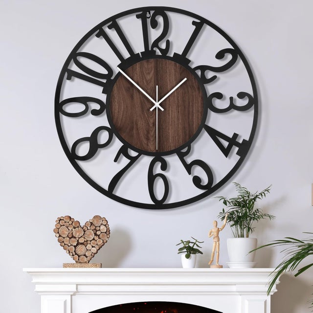 Horloge murale rétro, 50 cm silencieuse et sans tic-tac, adaptée au salon, à la cuisine, au bureau