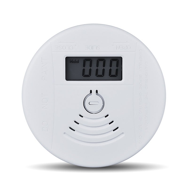 Mini okrągły detektor tlenku węgla, inteligentny alarm stężenia CO z ekranem LCD, biały