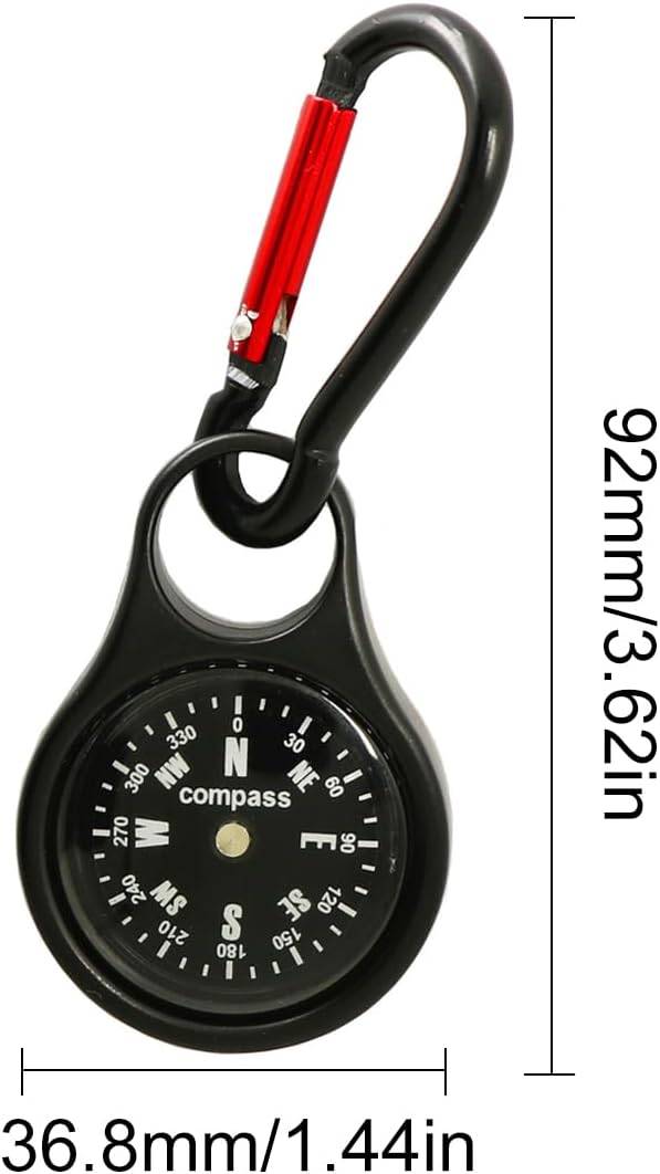 Brelok z Kompasem i Karabinkiem - Czarny - Oryginalny Kompass - 2