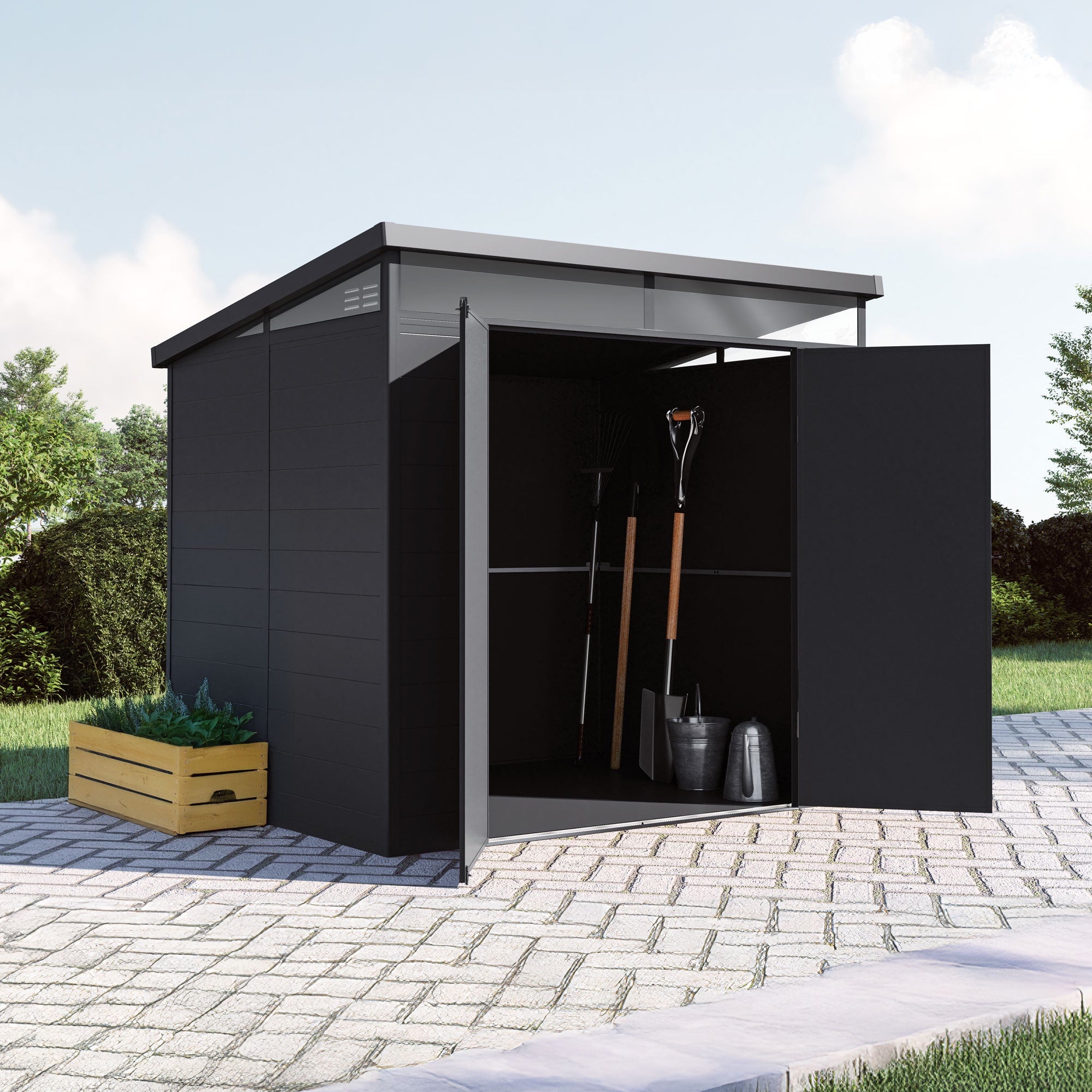 Abri de Jardin en Resine Terra – Lucarne 360º – Structure Renforcée en Aluminium et PVC – 238x192x215cm - Cabane extérieur 4,57m2 - 2