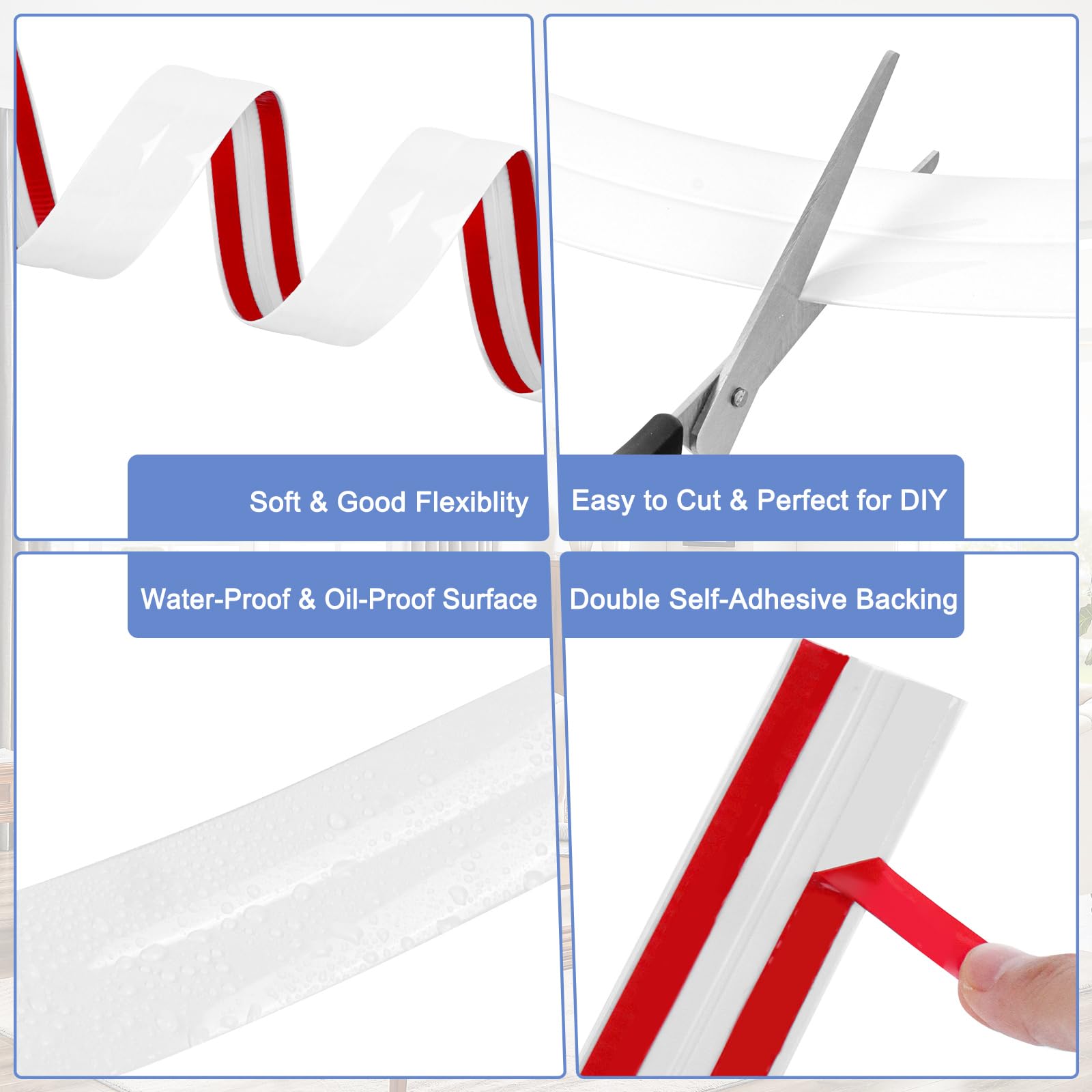 Baguette d’Angle PVC Cornière Moulure Murale Autocollante Protection Profilé Souple pour bordure de carrelage Plafond (Blanc brillant, 2cm×3m) - 3