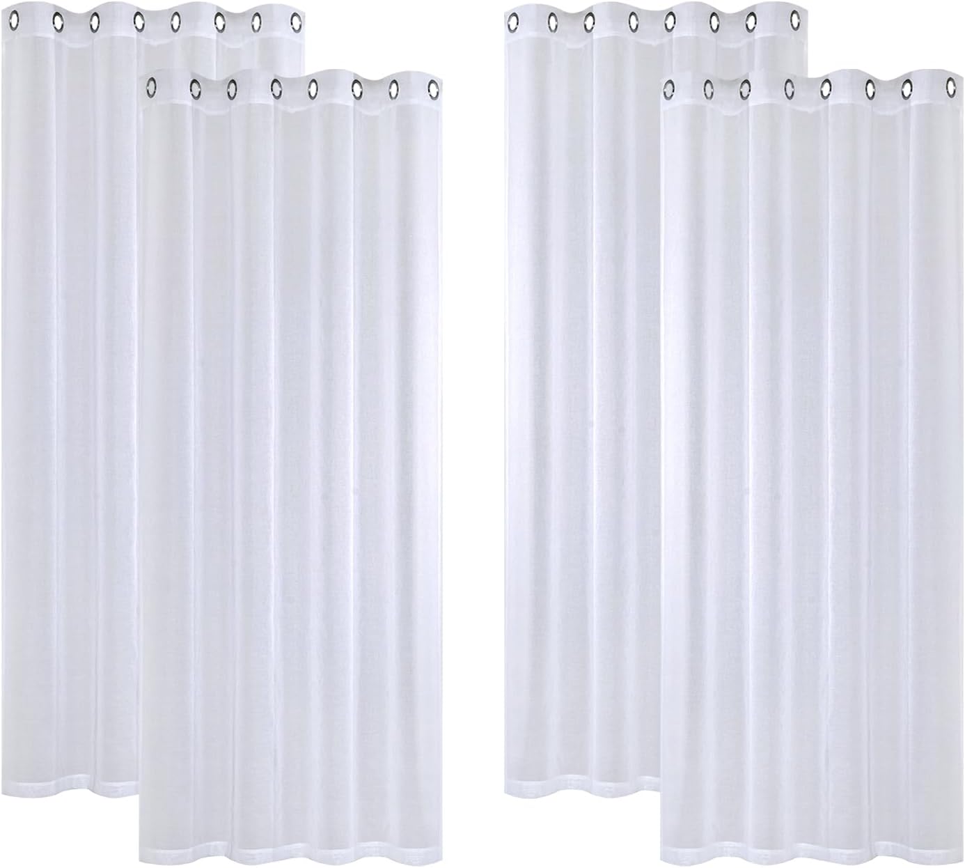 Komplet 4 zasłon z przelotkami, półzaciemniające do sypialni i salonu, 134 x 240 cm, kolor biały - 7